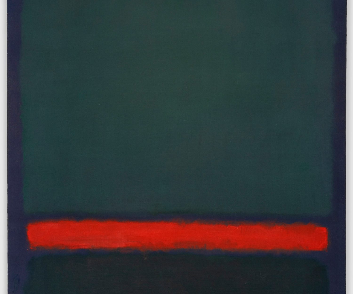 Mark Rothko, 

No. 15 (Two Greens and Red Stripe), 1964, 

oil on canvas, 

93" × 69" (236.2 cm × 175.3 cm), 

#75414, 

Format or original photography: high res TIF